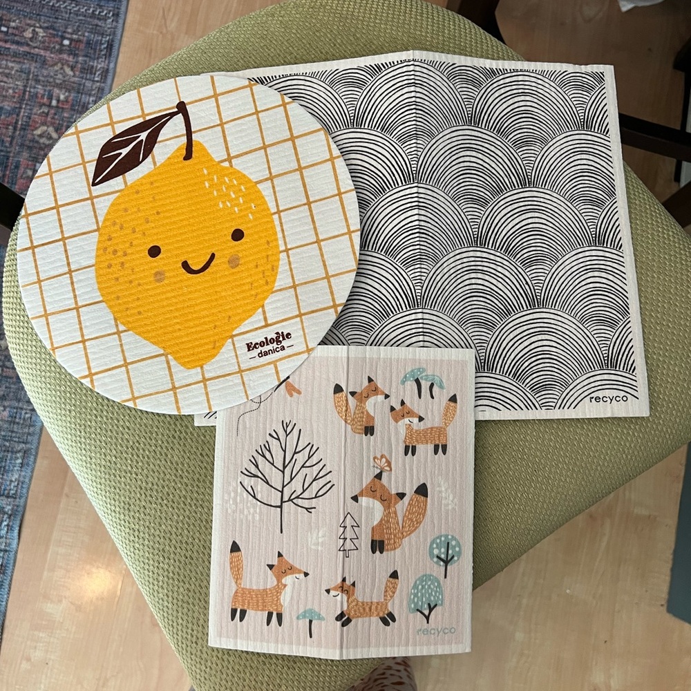 Swedish Dishcloth Set - Yellow, Black, White
